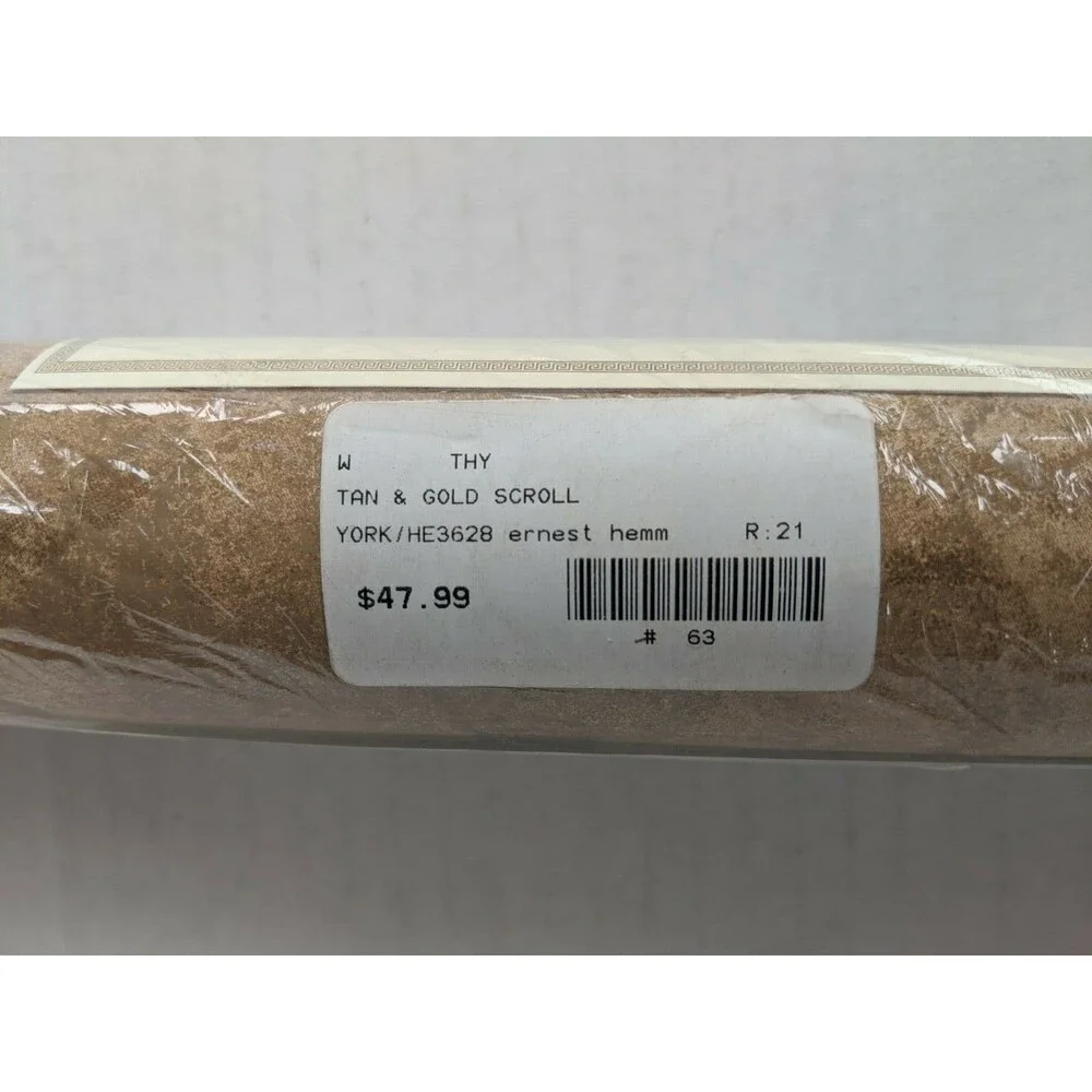 York Wallcoverings Fine Wallpaper One Double Roll 60.75 sq.et Tan & Gold New